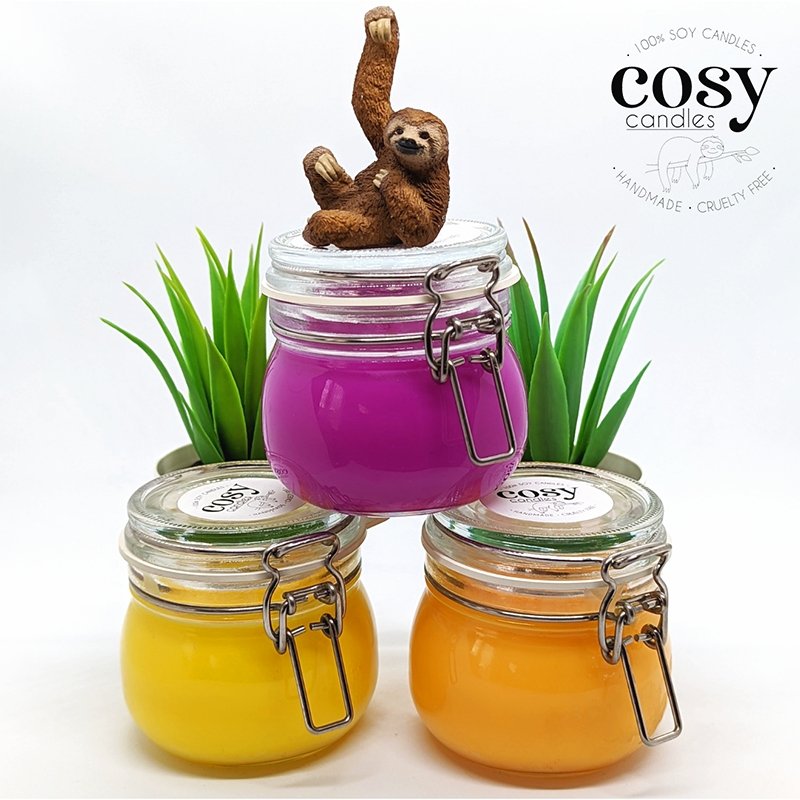 Amber & Sweet Orange Designer Scented Candle in Modern Jar - Cosy Candles